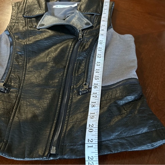 Blanc Noir | Black and Gray Faux Leather Vest - Picture 10 of 10